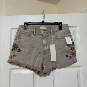 NWT Driftwood Goldie Floral Embroidered Denim Shorts Size 28